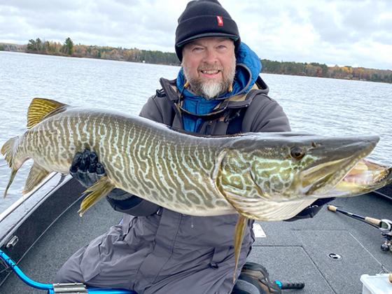 Boundary Waters Musky Club member Casey McCormick is shown with an exceptional tiger musky caught and released last fall in the northwoods.  (submitted photo)