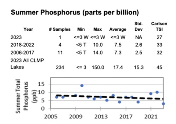 Summer phosphorus data from Lake Mary